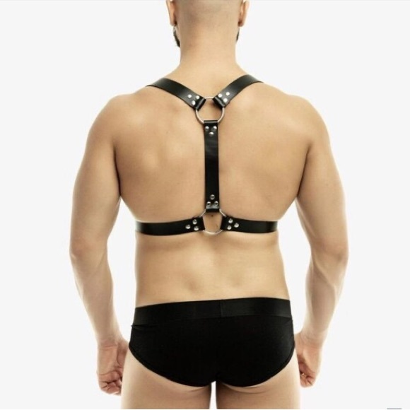 Men Faux Leather Harness, Gothic Style Harness, Multi-Point Adjustments - Picture 6 of 6